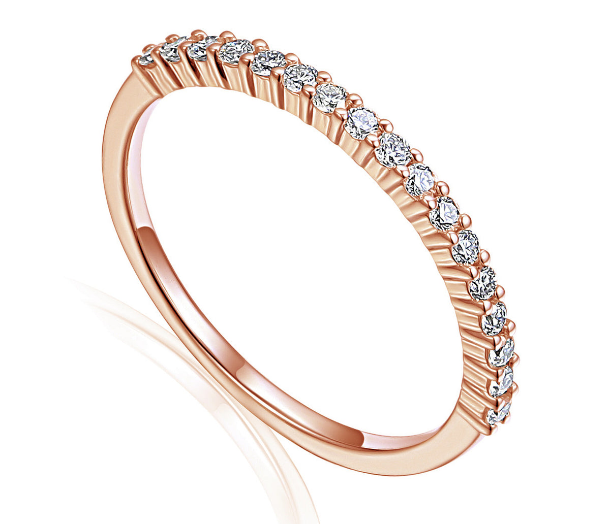 Micro set diamond half eternity ring in 18k rose gold