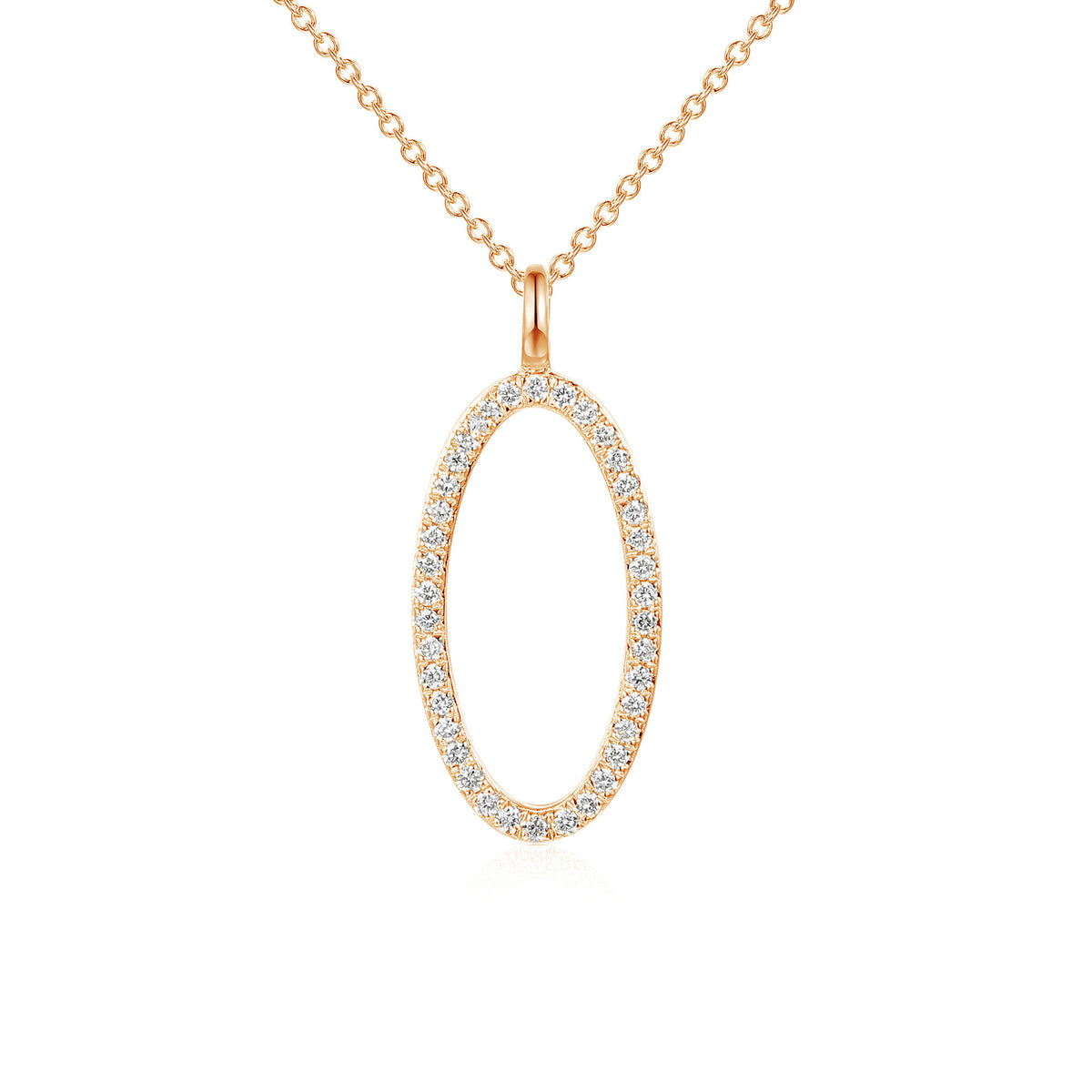 Micro set diamond circle pendant in 18k rose gold