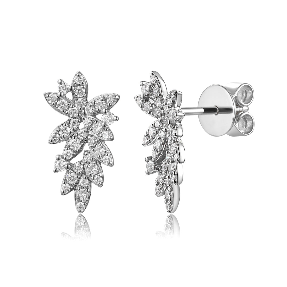 Micro Set Round Diamond Leaves Drop Earring – The Real Gem