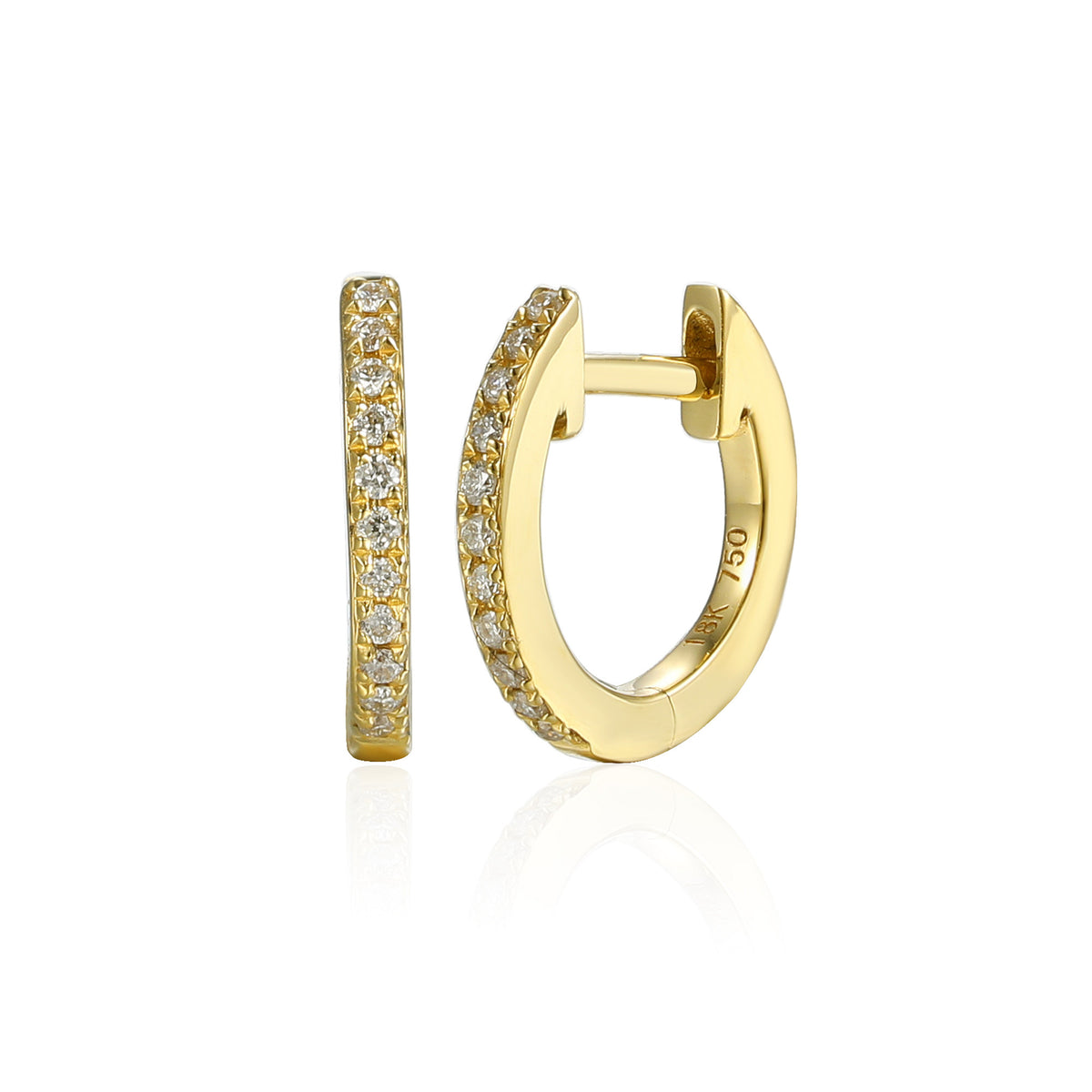 Diamond hoop earrings in 18k yellow gold