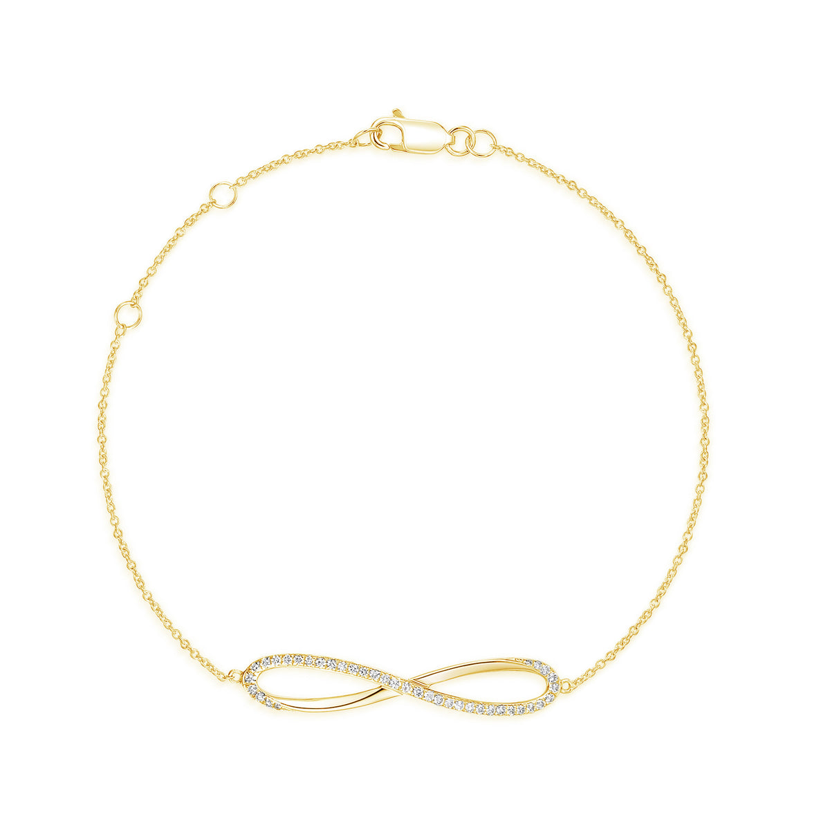 Diamond infinity bracelet in 18k yellow gold