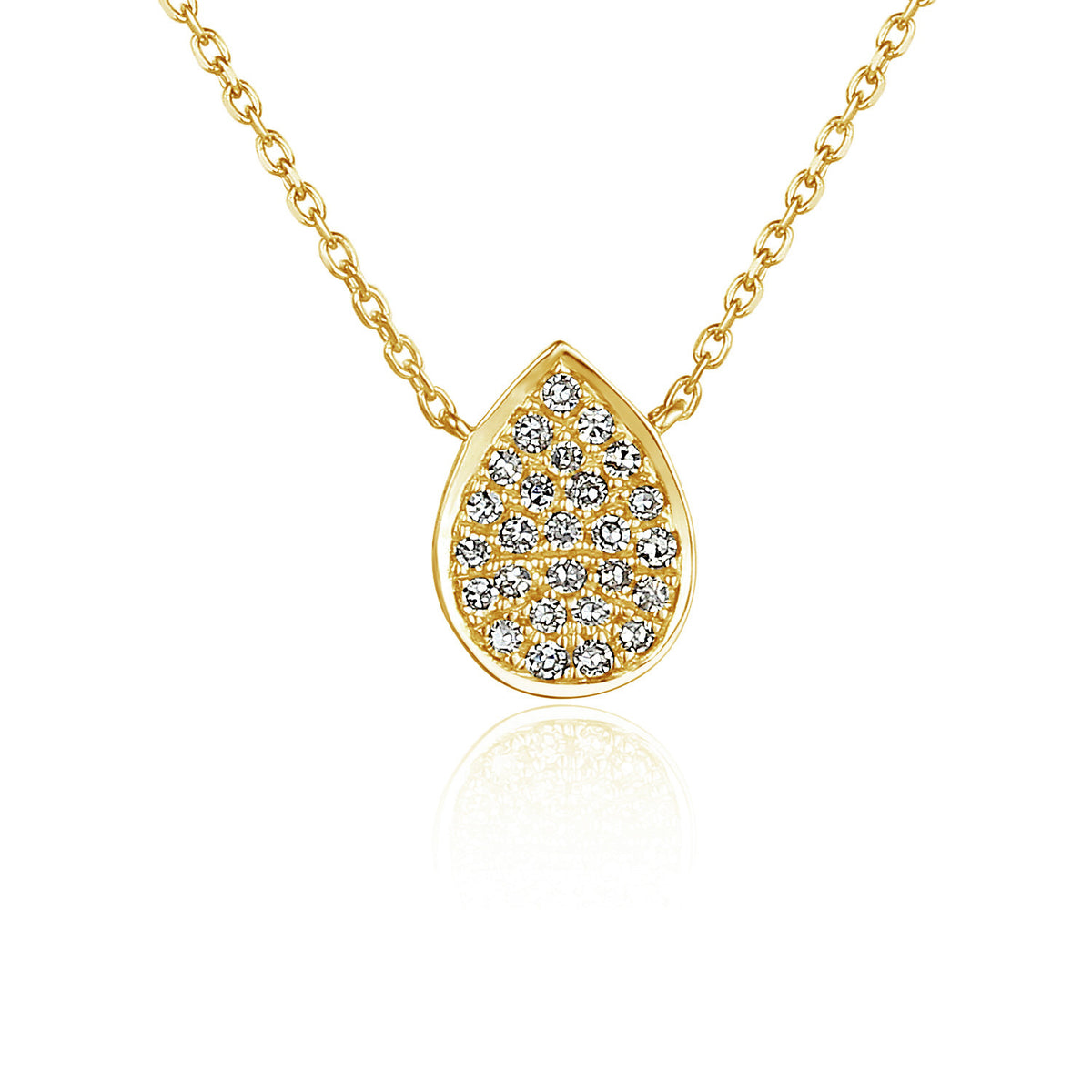 Diamond pear cluster pendant and chain in 18k yellow gold