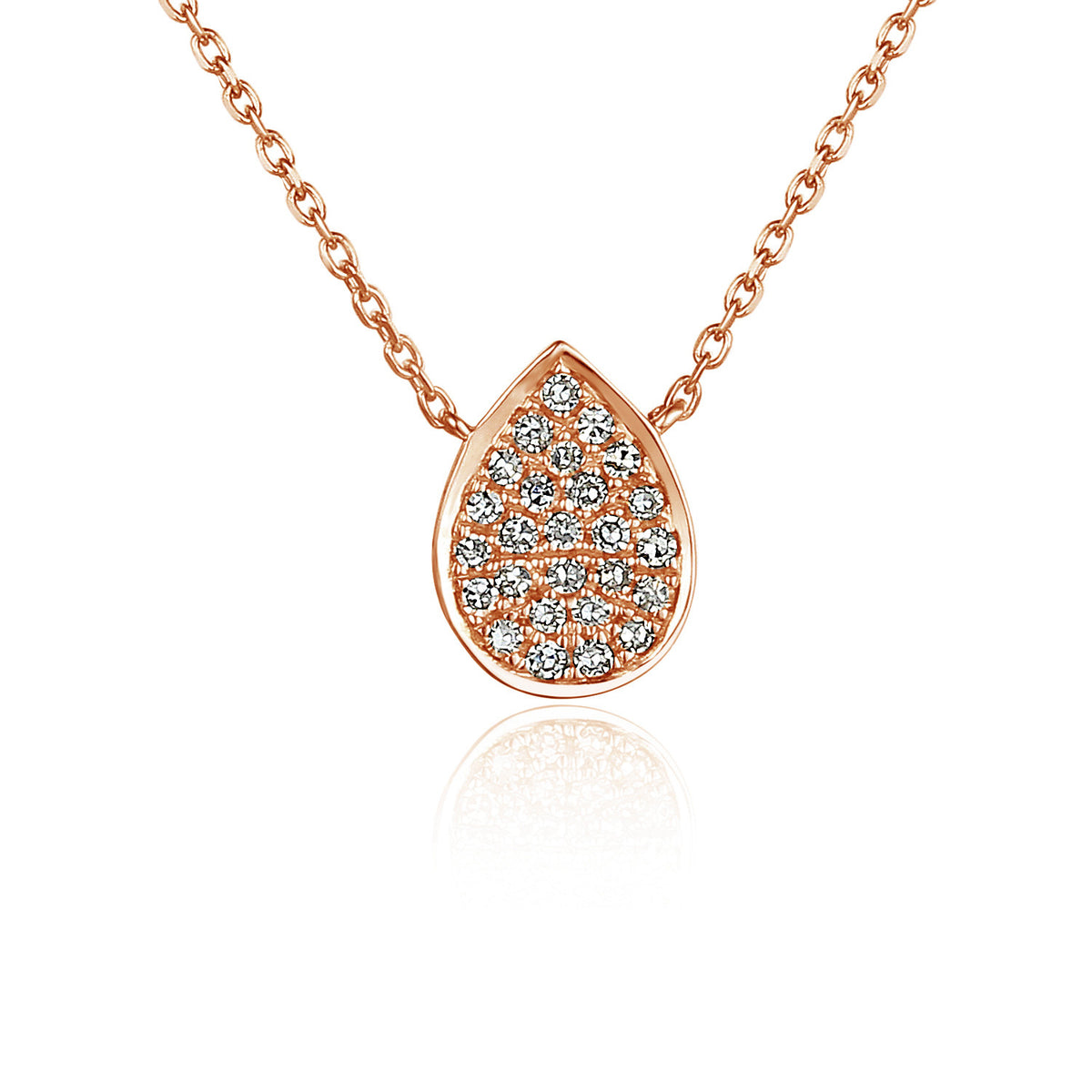 Diamond pear cluster pendant and chain in 18k rose gold