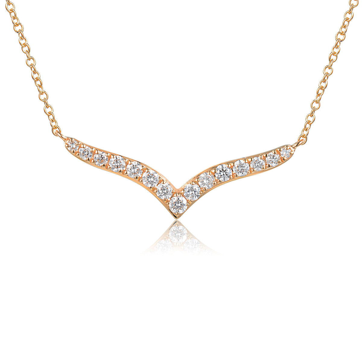 Diamond wishbone necklace in 18k rose gold