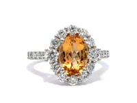 Video of the golden topaz and diamond oval cluster ring in platinum