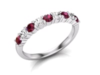 Video of the ruby and diamond half eternity stacking ring in 18k white gold