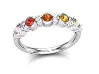 Video of the rainbow sapphire and diamond rubover half eternity ring in 18k white gold