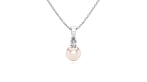 Video of pearl and diamond drop pendant and chain