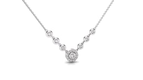 Video of diamond seven stone halo necklace 0.31ct